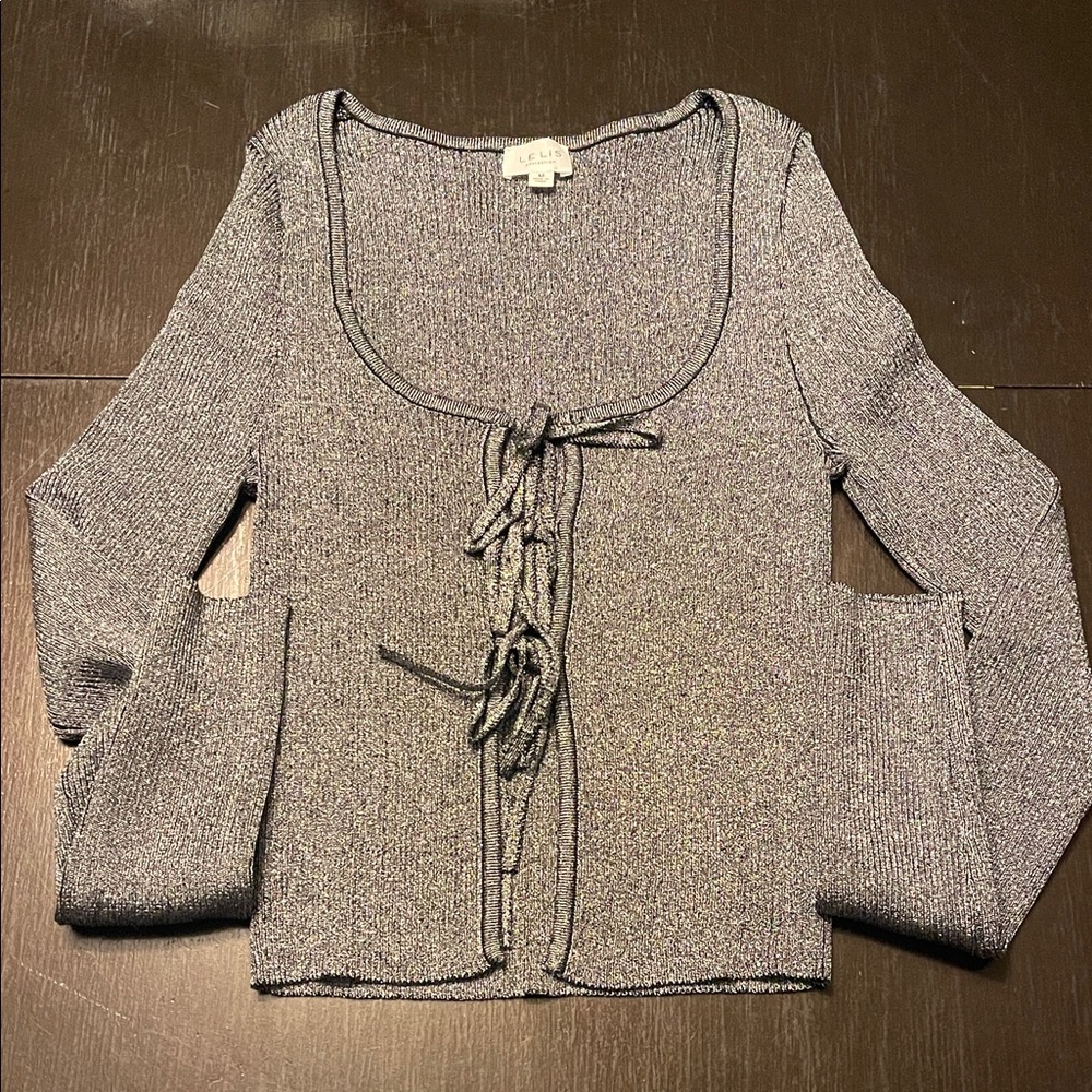 Le Lis Black and Silver Knit Top